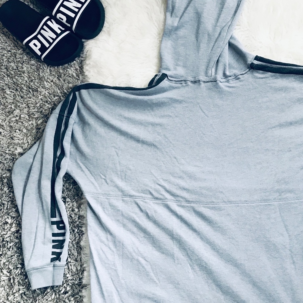 PINK Drop Shoulder Hooded Sweatshirt - Picture 2 of 3